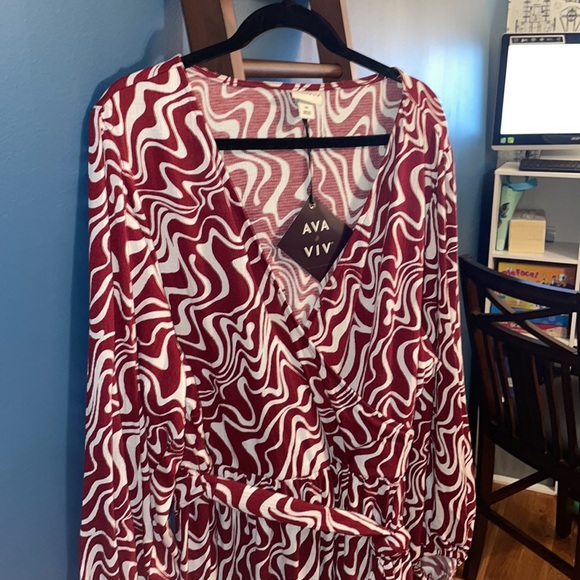 Ava & Viv - (NWT) Balloon Sleeve Belted Midi Dress - Picture 12 of 14